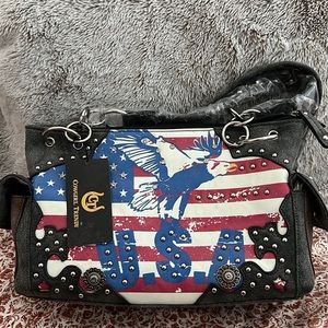American Flag Handbag - Black